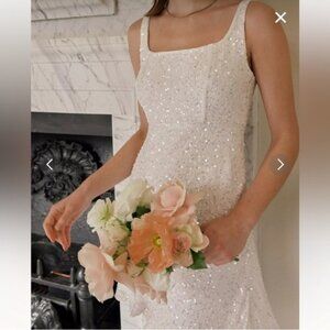 RIXO Ronan Mini Dress Squiggle Sequin Ivory